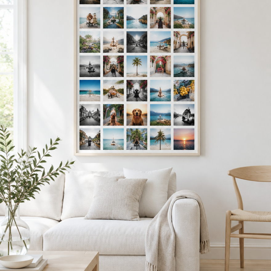 Instawall Canvas Portrait groot fotocanvas met blanke baklijst aan de muur