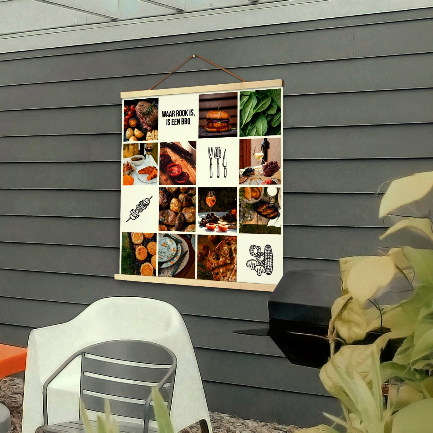 Tuinposter Barbeque van Instawall Prints, Artist collection; fotocollage als buitenwanddecoratie