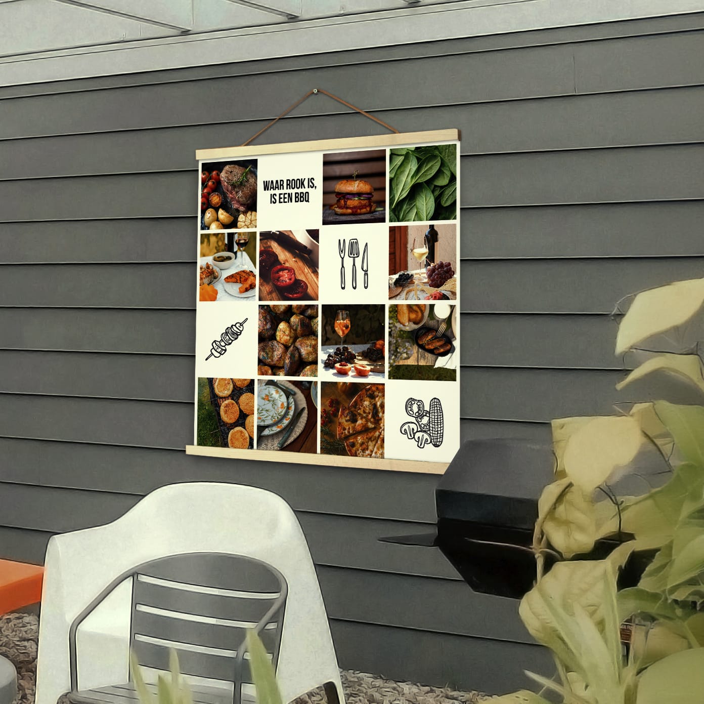 Tuinposter Barbeque van Instawall Prints, Artist collection; fotocollage als buitenwanddecoratie