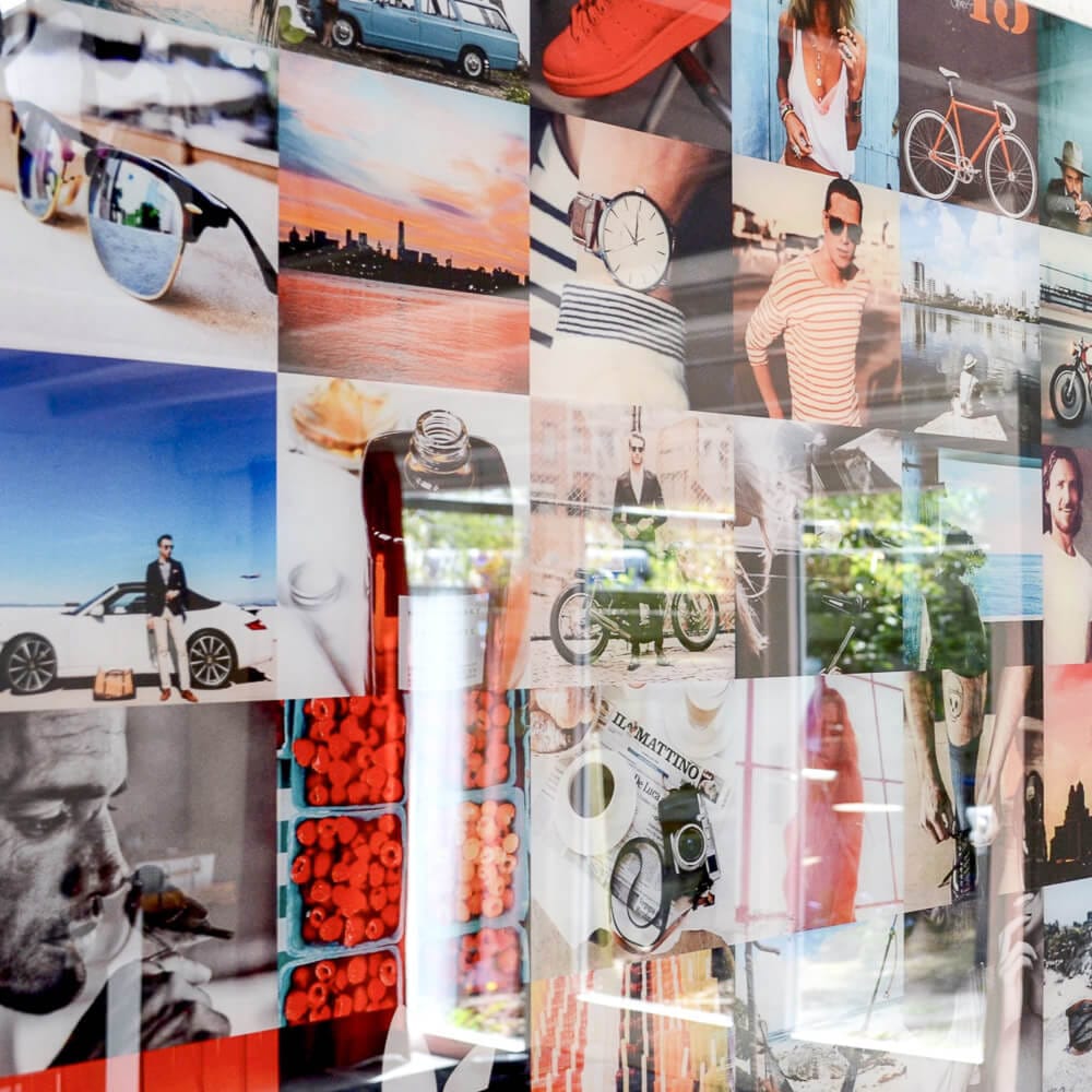 Instawall Print fotocollage op plexiglas 100x100 cm met ophangsysteem