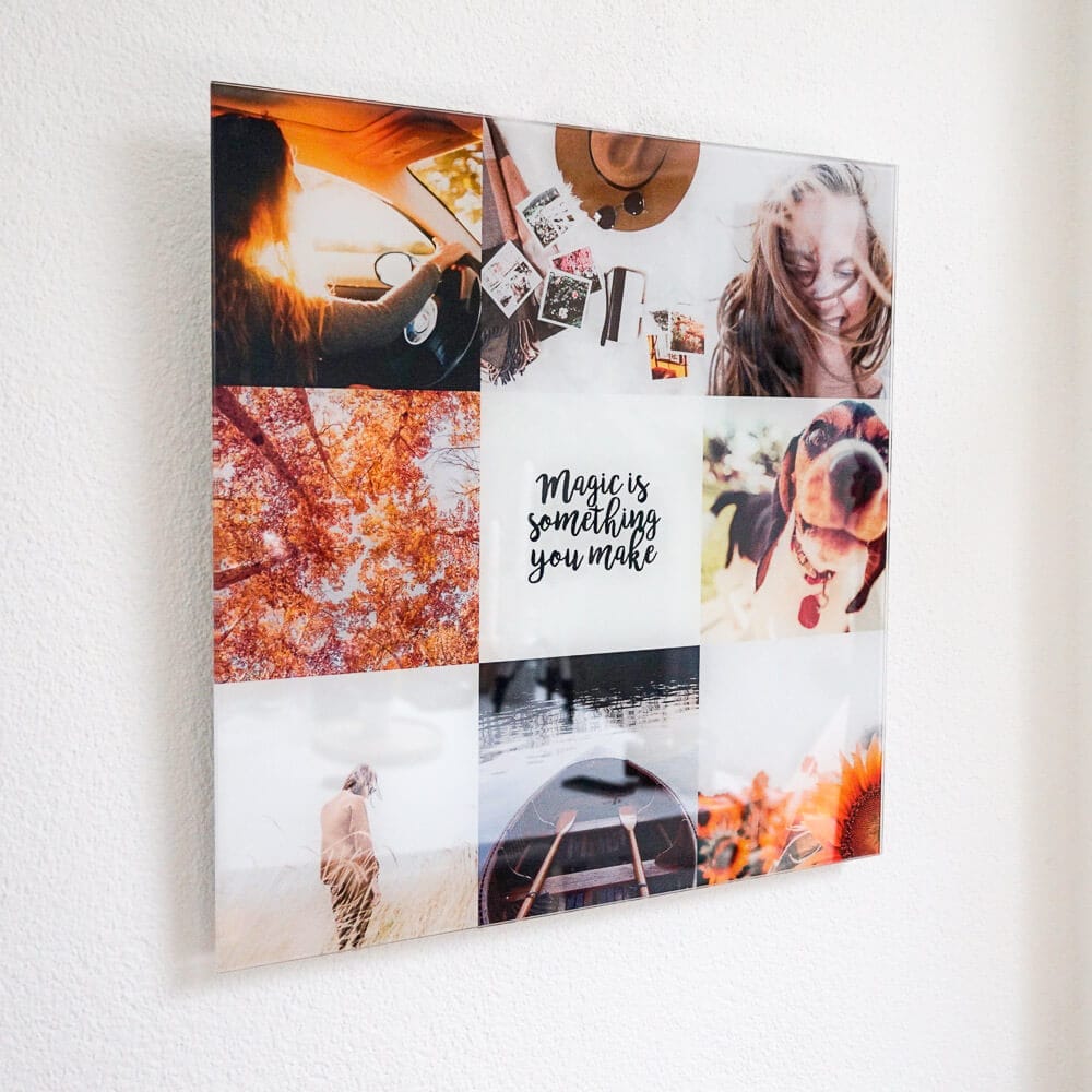 Instawall Print 60x60 cm op plexiglas met negen foto's fotocollage voor wanddecoratie incl. ophangsysteem