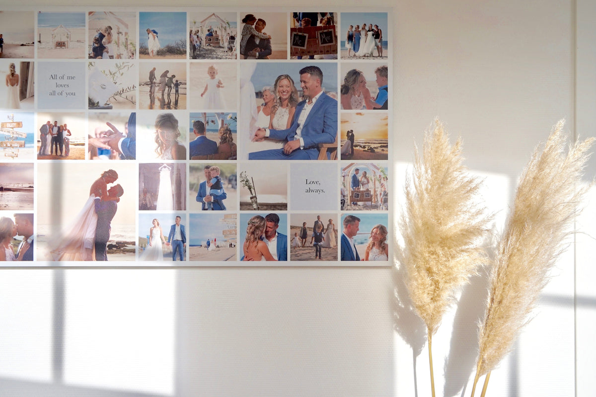 Foto-wanddecoratie onderhouden in een warm interieur