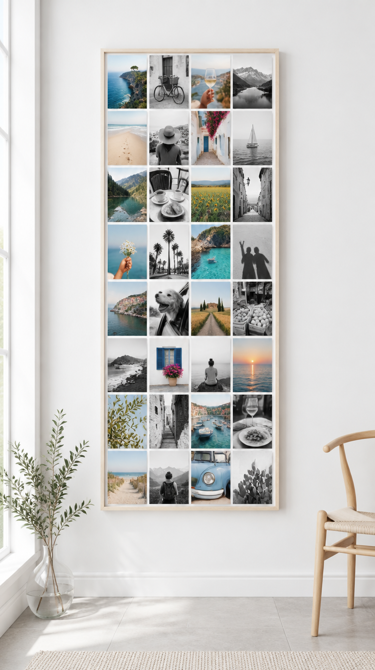 Instawall Canvas Tall fotocanvas met blanke baklijst aan de muur