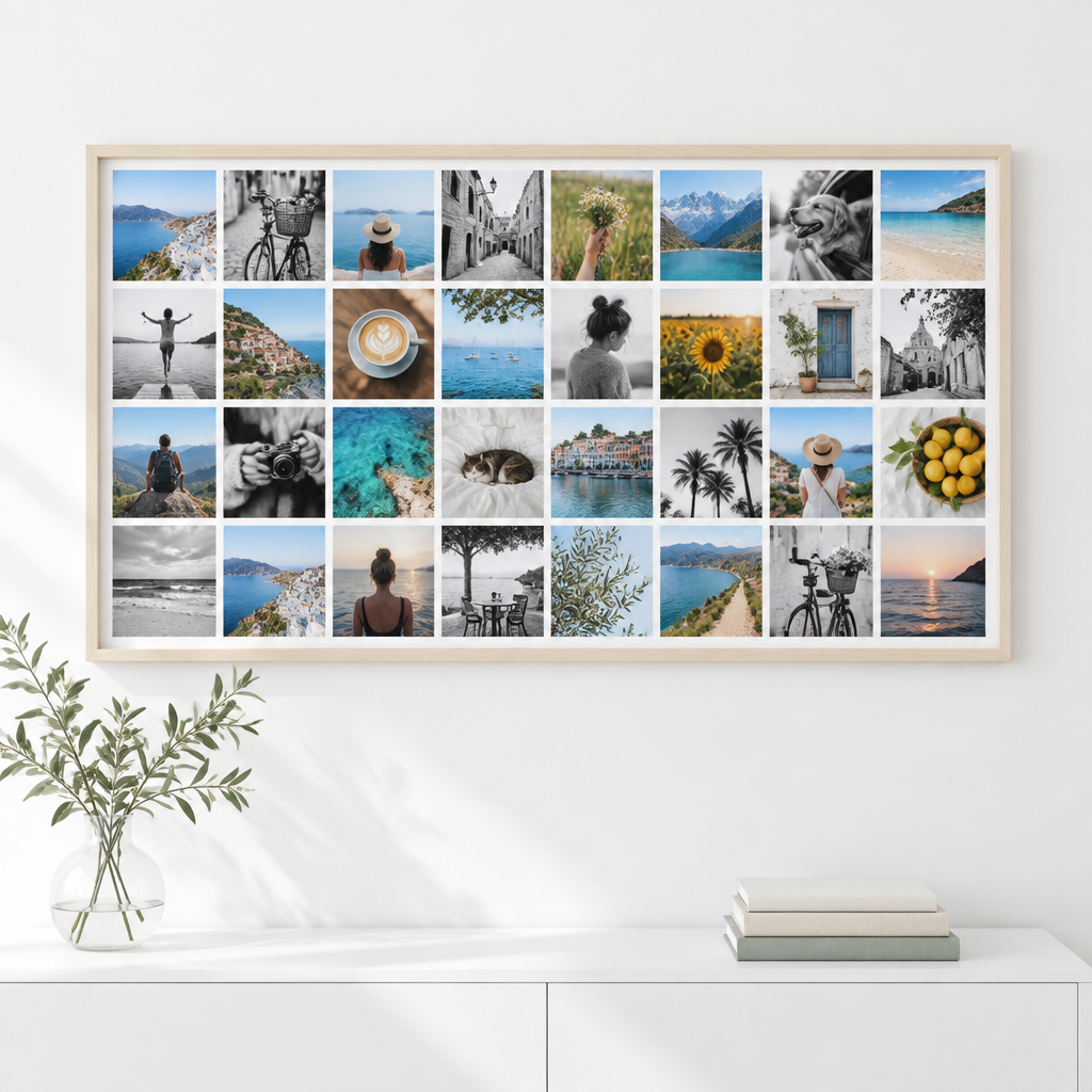 Instawall Canvas Wide fotocanvas met blanke baklijst aan de muur