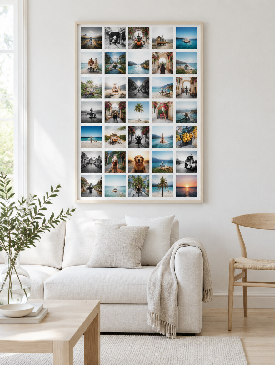 Instawall Canvas Portrait groot fotocanvas met blanke baklijst aan de muur