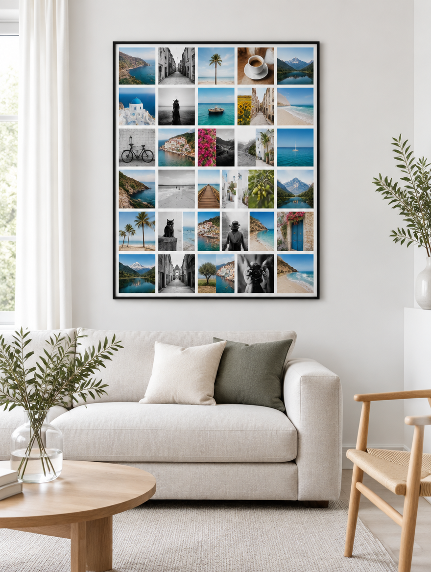 Instawall Canvas Portrait groot fotocanvas met zwarte baklijst aan de muur