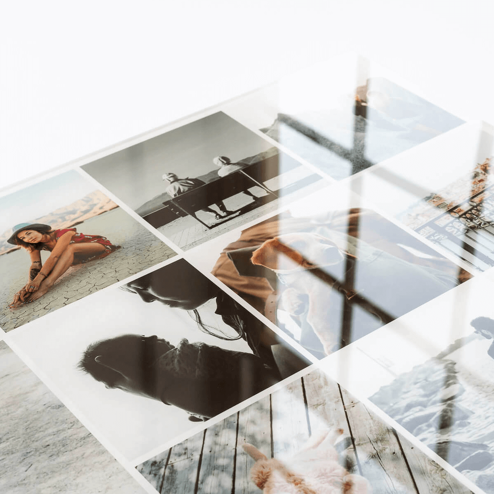 Detailopname van een foto op plexiglas met heldere diepte